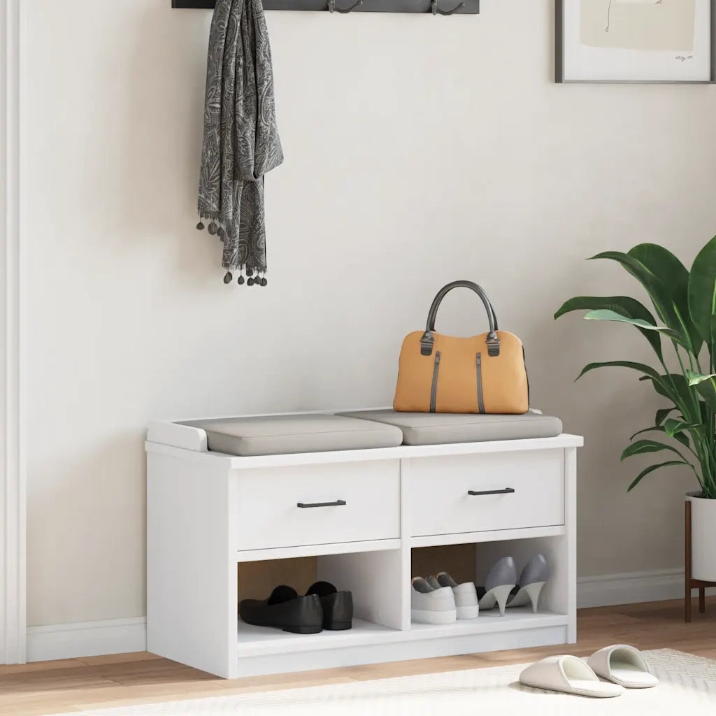 Panca da Corridoio-Sgabello-Panca con Contenitore SANDNES Bianca 87x40x50 cm in Legno di Pino 785475