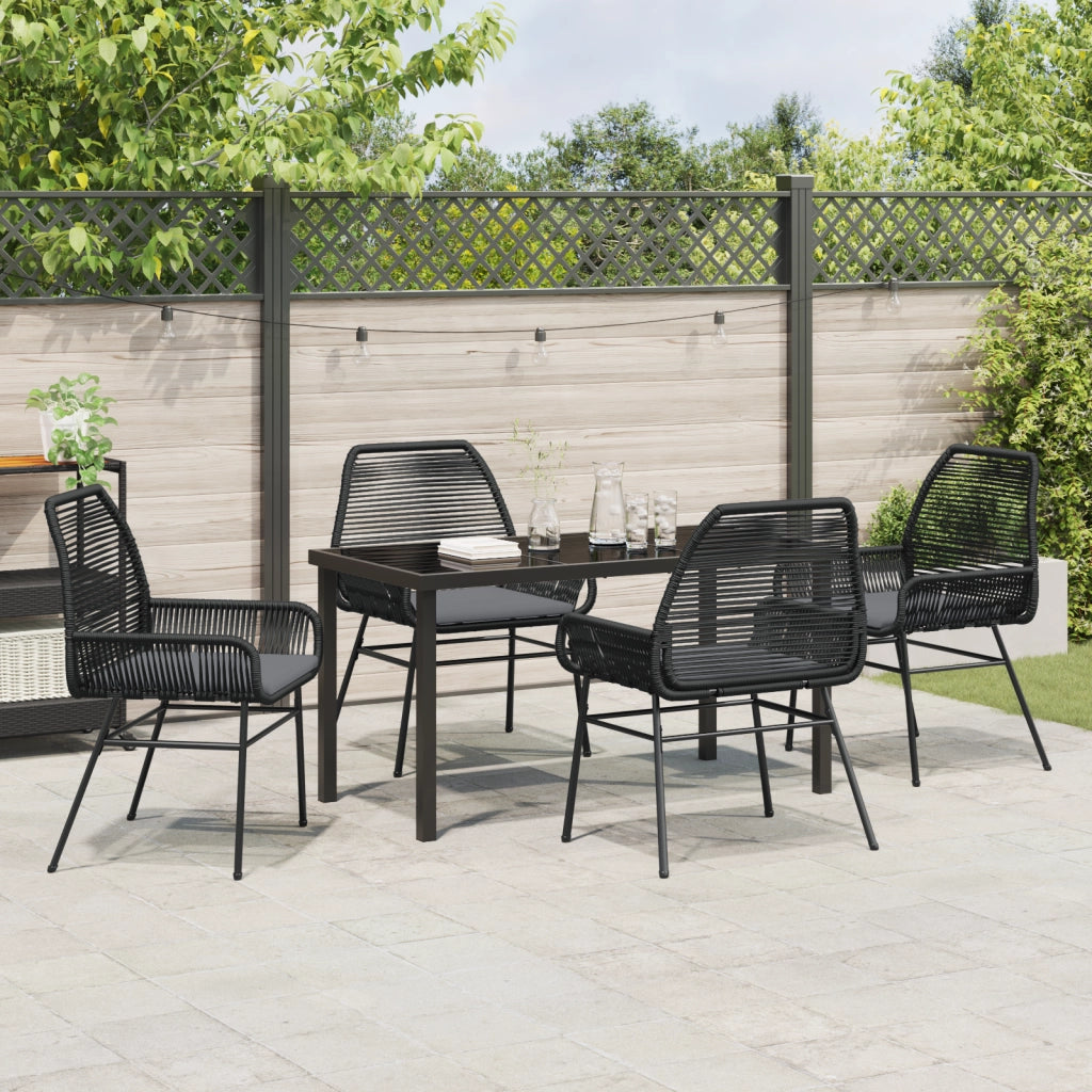 Set Mobili Giardino 5 Pz con Cuscini Rattan Polietilene Nero