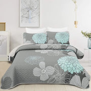 Bedsprei 200x220 con fiori verdi Decongestionante estivo Piuma soffice per letto matrimoniale Piumino imbottito per letto matrimoniale con 2 cuscini 50x75
