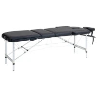 Lettino da Massaggio Pieghevole ad Altezza Regolabile, in Alluminio e Plastica, 215x81x61-84 cm, Nero