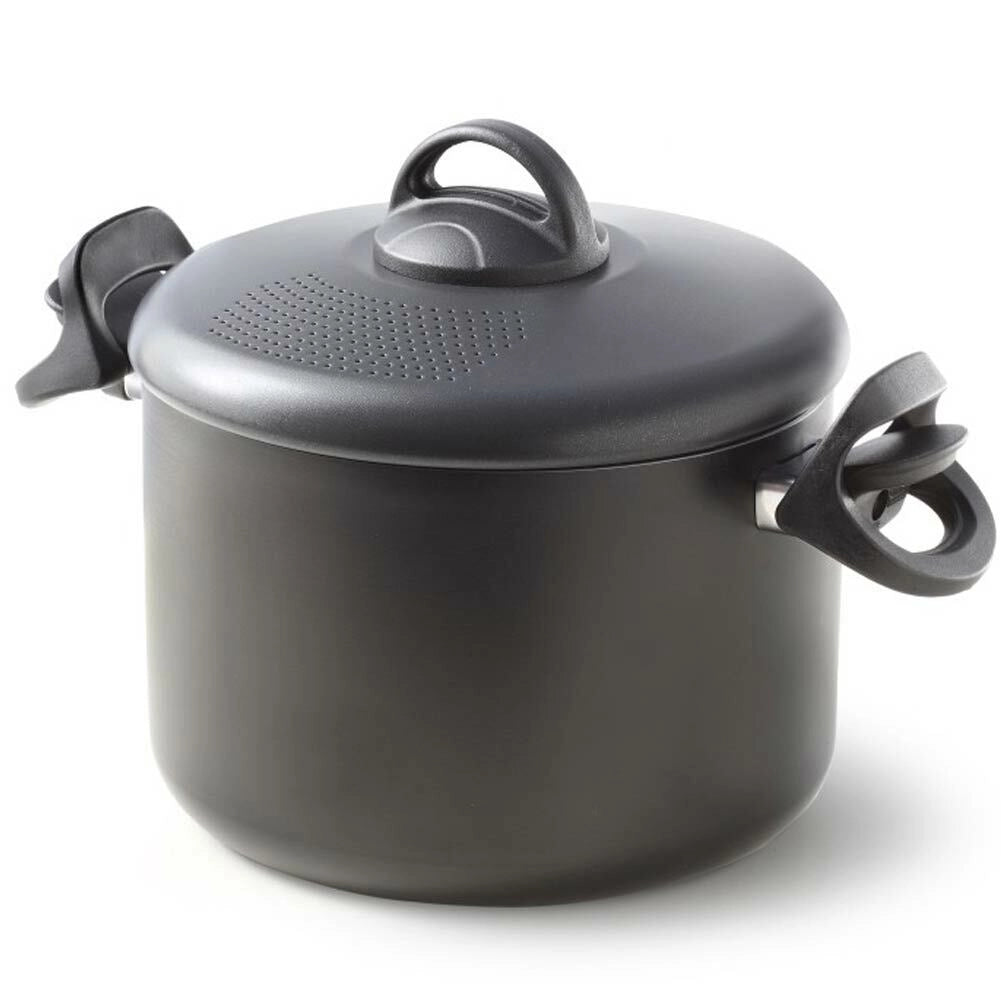 Pentola 22cm Coperchio Scolapasta Autobloccante Scolì con Maniglie Autobloccanti