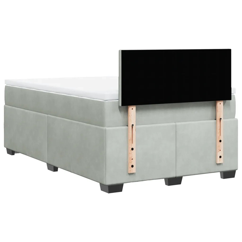 Giroletto a Molle con Materasso Grigio Chiaro 120x200cm Velluto