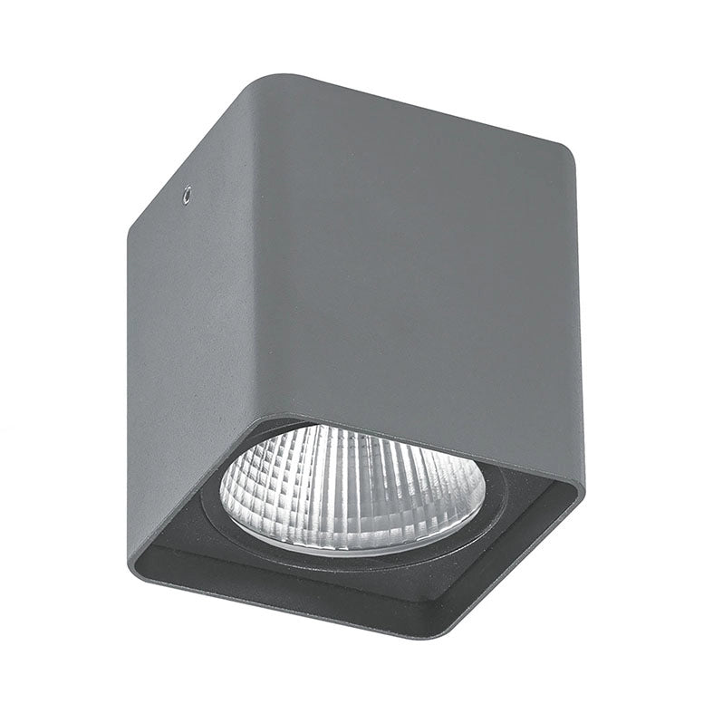 KUBA Downlight a Plafone Quadrato Grigio 20W LED 3000K IP65 - Plafoniera da Esterno in Alluminio ad Alta Resistenza - Rossini Illuminazione
