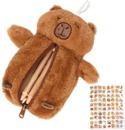 Etui per Capybara con adesivo, etui per Capybara, sacchetto di peluche cartoon carino, regalo creativo per bambini e adulti, borsa per scrittura
