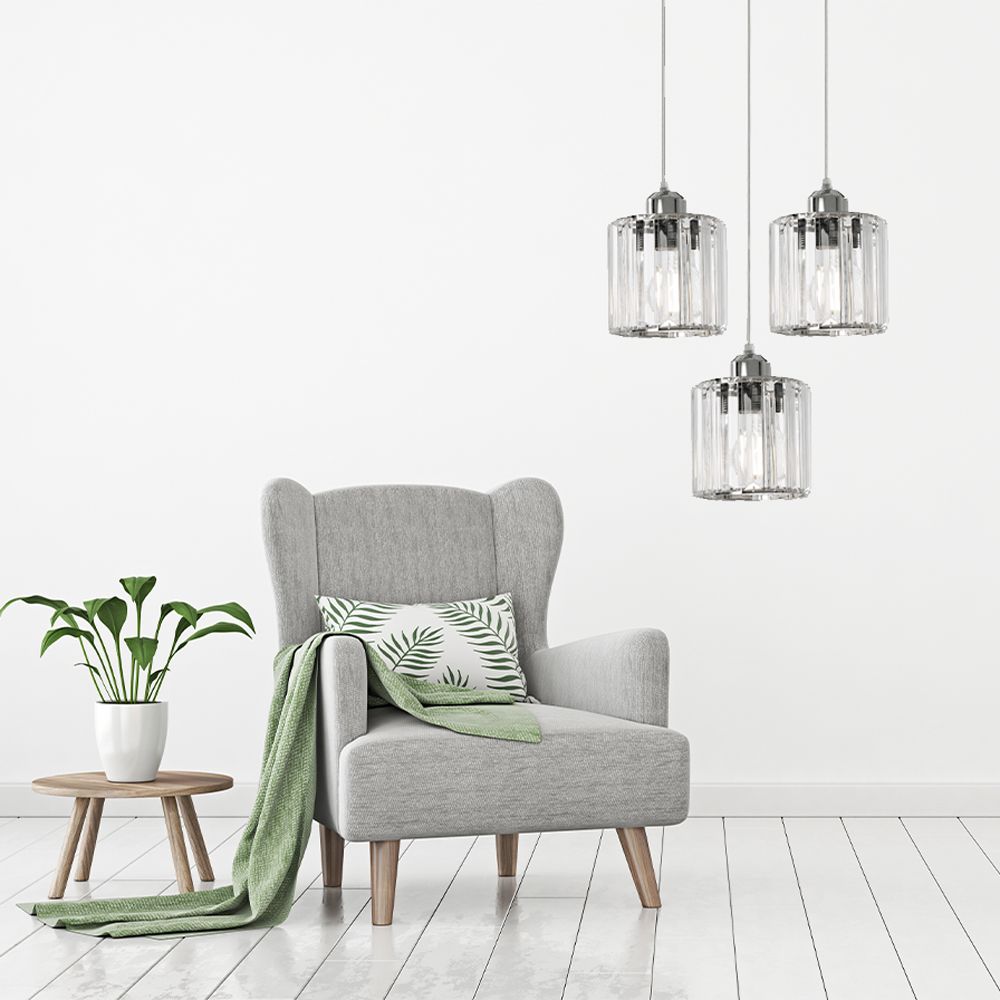 Lampada Da Soffitto Cristallo Argento APP510-3CPR