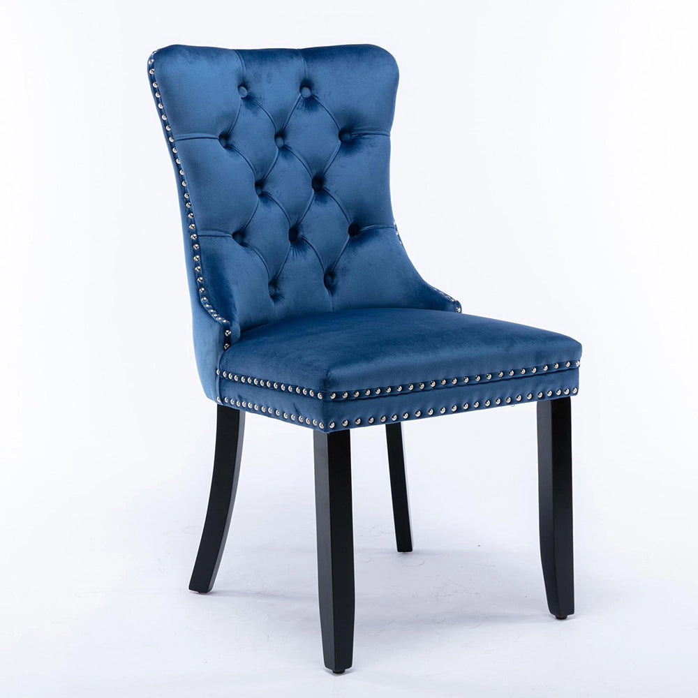 Set 2 sedie Nikki - Xylo - velluto blu gambe legno