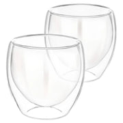 Set 2 bicchieri da 250 ml per bevande Doppia Parete in Vetro Borosilicato Trasparente Cheffinger