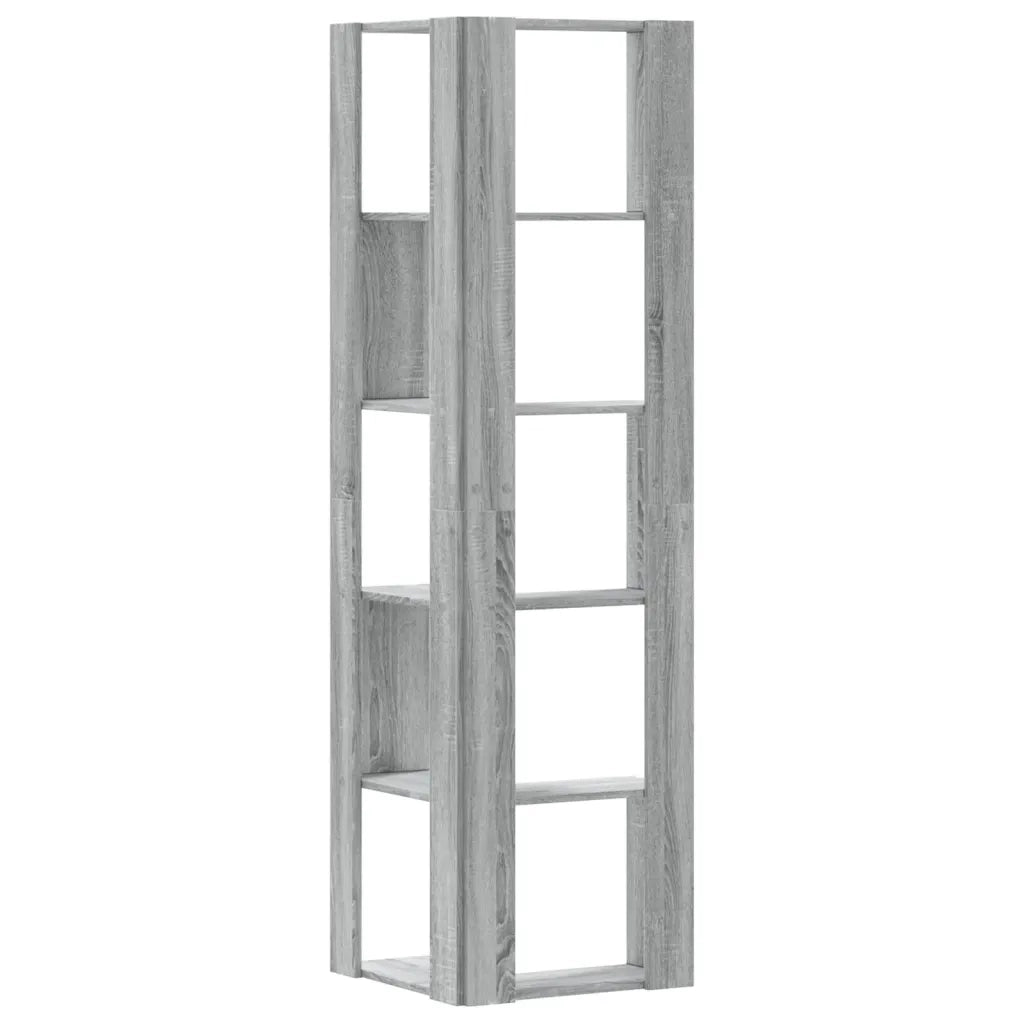 Libreria Angolare 5 Ripiani-Scaffale per Libri-Mobile di Stoccaggio Grigio Sonoma 50x50x179 cm Legno