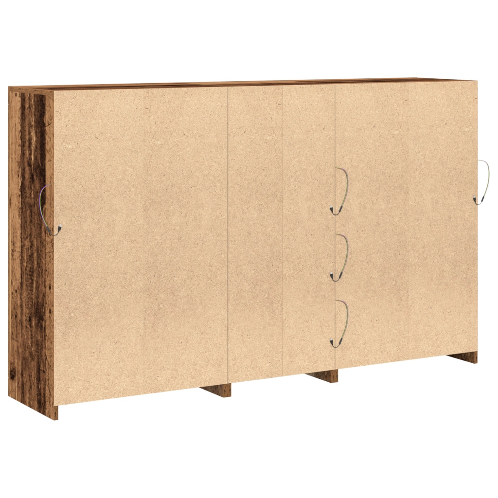 Credenza  con Luci LED Legno Antico 162x37x100 cm