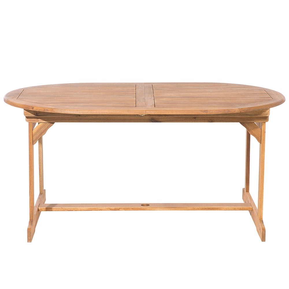 Set da pranzo per esterni in legno di acacia chiaro tavolo da 6 posti con ombrellone sedie pieghevoli design rustico