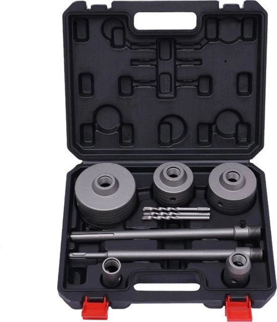 Set di trapano a diamante - Set di trapano per mattoni - Trapano a punta - Utilizzo universale & Kit di accessori completo - 9 unità - 5 kg - Nero/Grigio