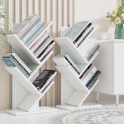 Libreria a forma di albero – 4 piani – mobile a ripiano – libreria spazievolutiva – 30x17x60 cm – bianco – mobile moderno per libri, CD e decorazione