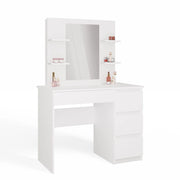 Toeletta MARINA 4p specchio MIJAS destro 4 cassetti 4 ripiani bianco per camera da letto
