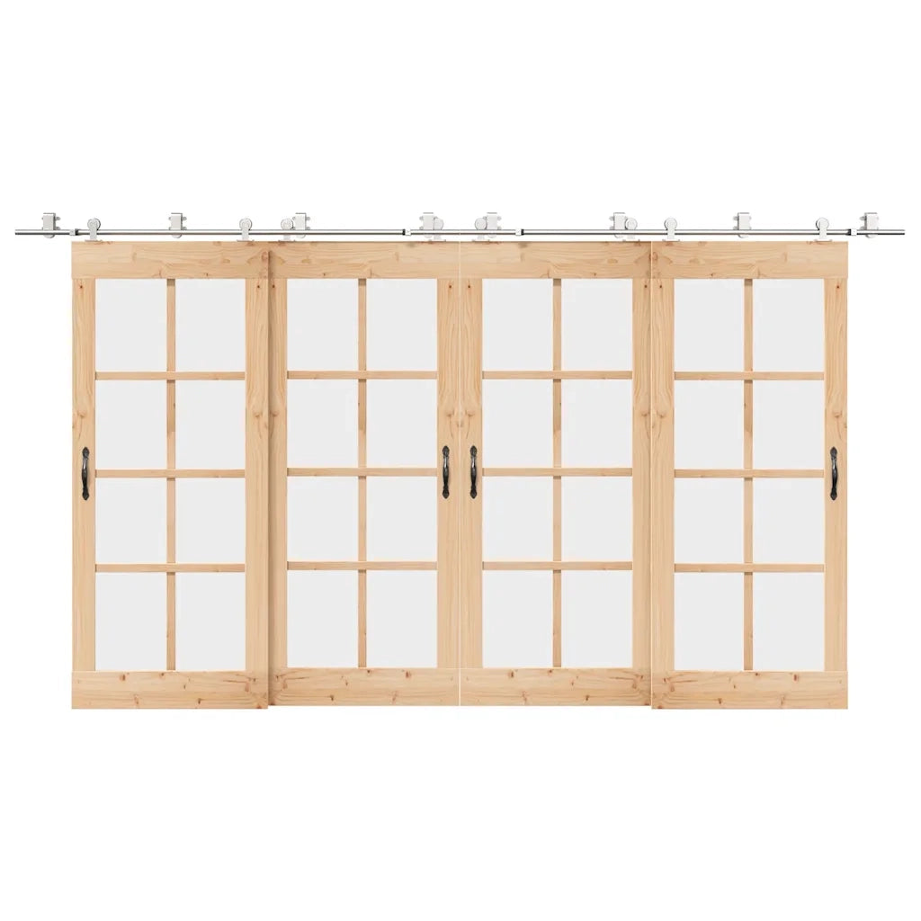 Kit Binari Porta Scorrevole 400 cm Acciaio Inossidabile Argento