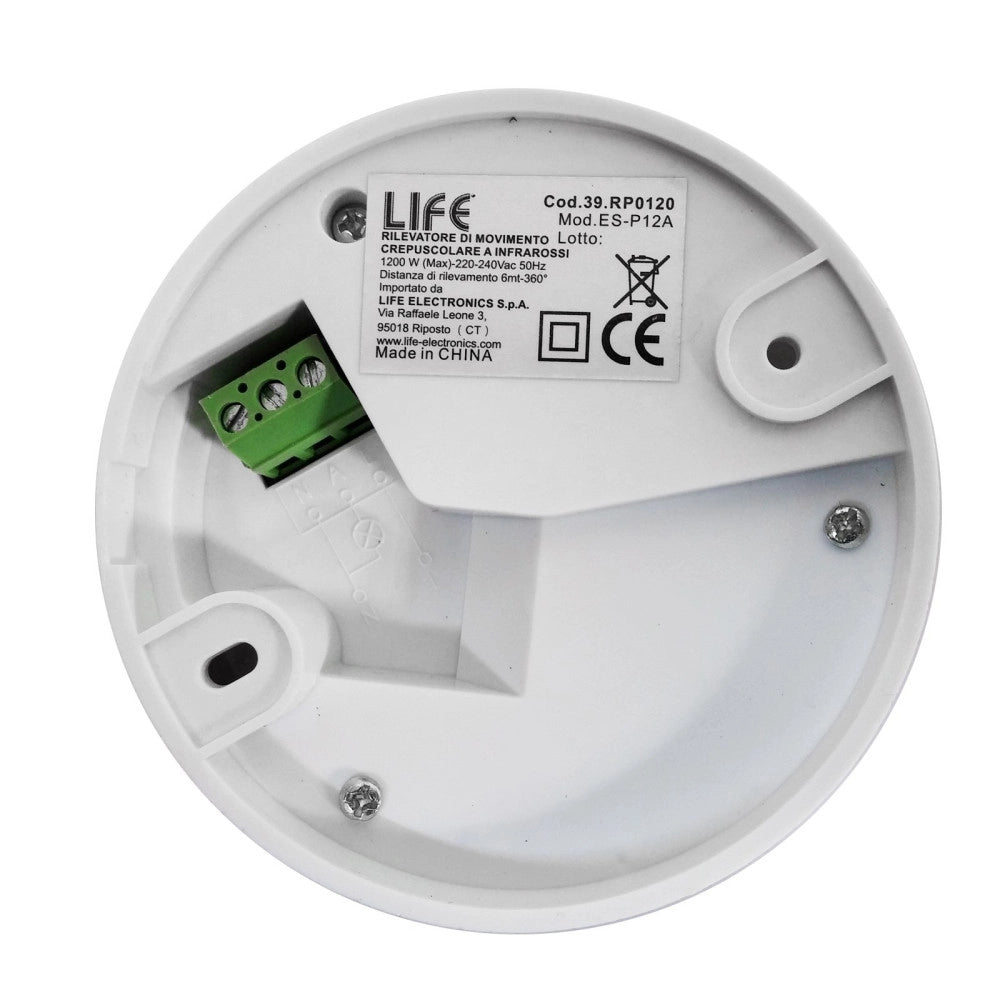Trade Shop - Sensore Di Movimento Pir Da Soffitto A Infrarossi Con 3 Sensori Interni 360° -