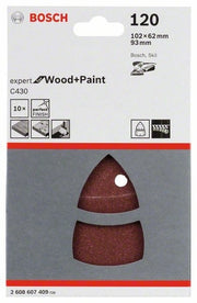 2608607409 - Set di fogli abrasivi da 10 pz. C430 102 x 62, 93 mm, P120