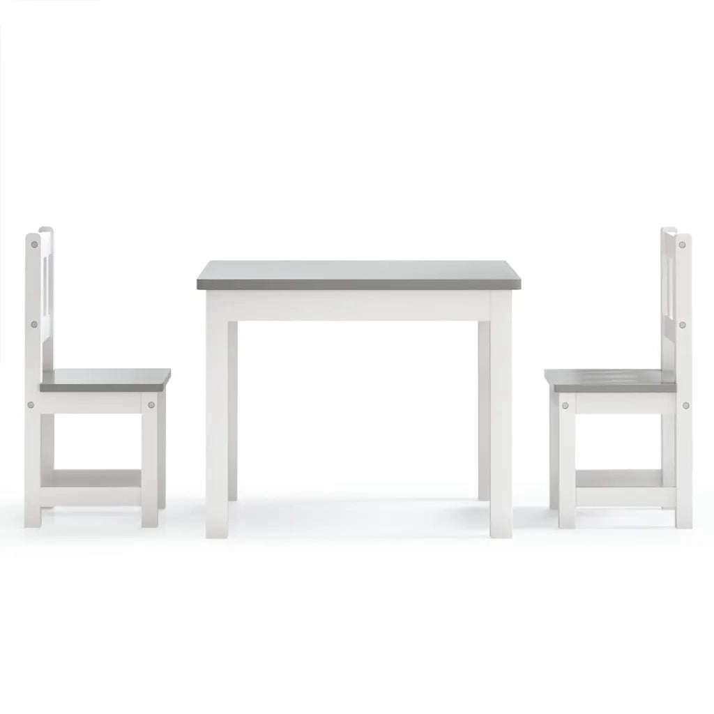 Set Tavolo e Sedie per Bambini 3 Pezzi Bianco e Grigio in MDF CFW7252577