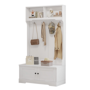 Mobile da ingresso con panca 101，5x47x183 cm bianco， 4 ganci， 2 vani