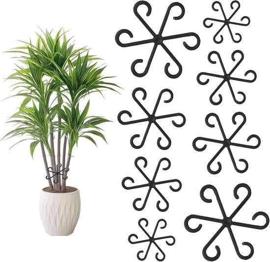 Set di sostegni per piante - supporti per piante aiutanti alla crescita - sostenitori per piante - diverse misure - 8 pezzi - nero