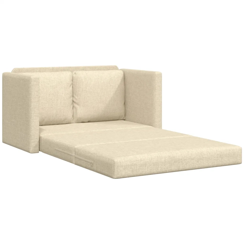 Divano Letto da Terra 2 in 1 Crema 112x174x55 cm Tessuto