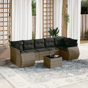Set Divano da Giardino 8 pz con Cuscini Grigio in Polyrattancod mxl 112681