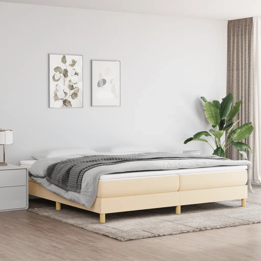 Struttura Letto a Rete a Molle Crema 200x200 cm in Tessuto 3120643