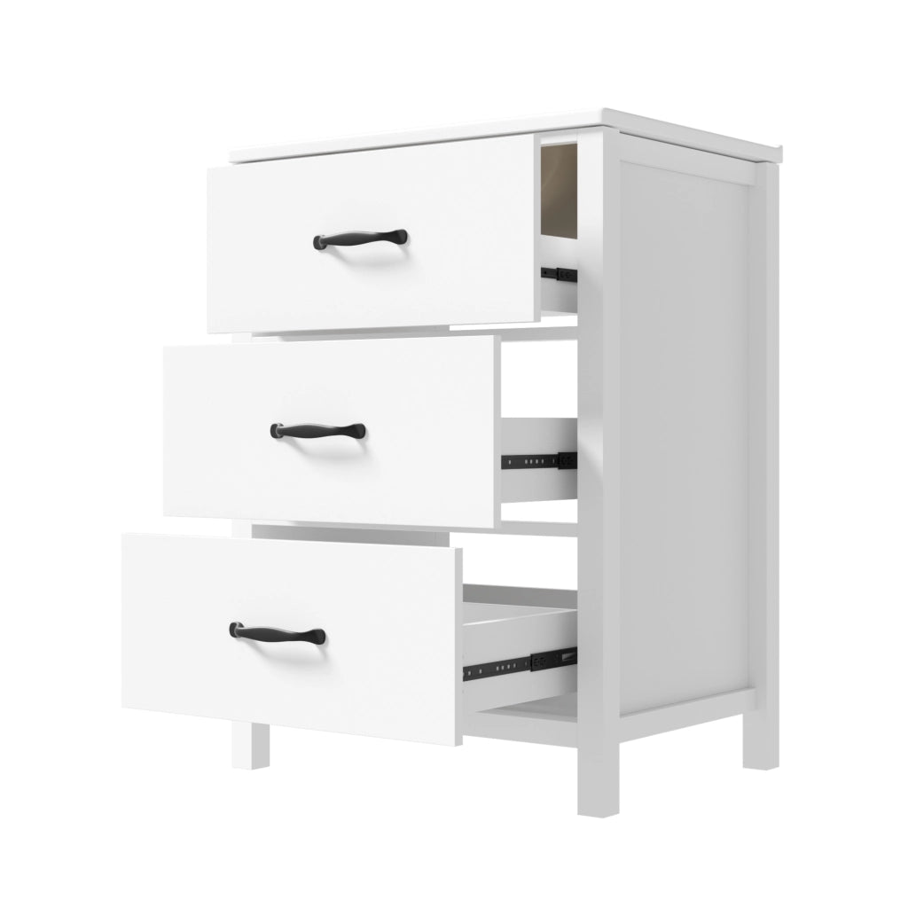 Mobile bagno freestanding 61 x 47 x 83 cm con lavabo in ceramica, 3 cassetti, bianco