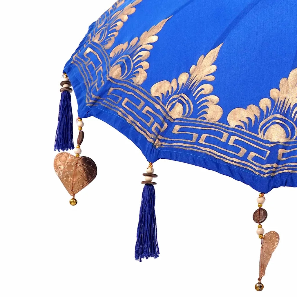 Parasol con Base Blu e Marrone 250 cm Cotone e Legno 3356910