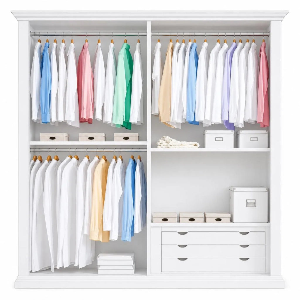 Armadio classico 2 porte scorrevoli legno shabby bianco 275x66x254 (2166) - Mobili 2G