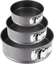 Set a forma di spring 3 pezzi 16-18-20 cm senza grasso - Fondello rimovibile e chiusura metallica - Biscotti pane formaggio nero