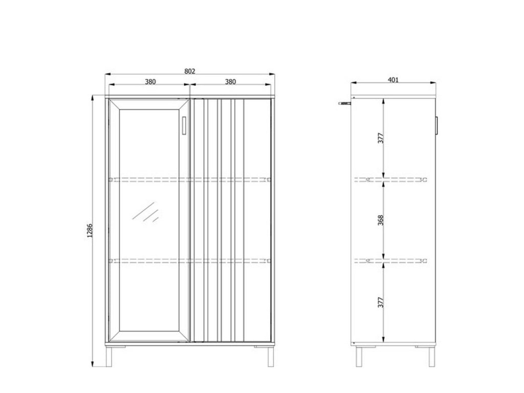 Mobile Espositore Grimani, Vetrina 2 Ripiani, 80x40x128.5h cm Marrone Rovere Nodi