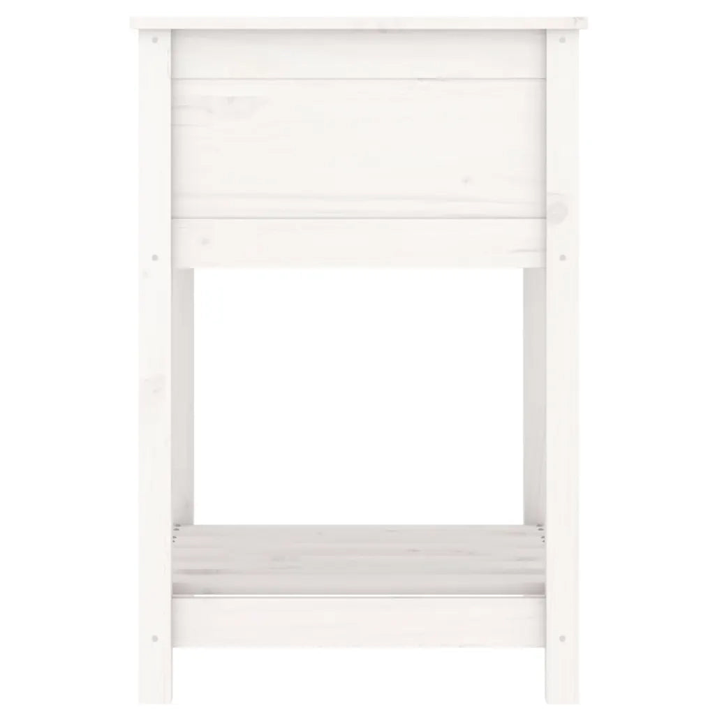 Fioriera con Mensola Bianca 54x54x81 cm Legno Massello di Pino cod mxl 52521