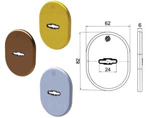 MOSTRINA INTERNA/ESTERNA DOPPIA MAPPA SERIE T- - mm.62x82x6 ottone cromo satinato (4301KCS) - 5 pezzi SECUREMME