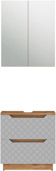Set di mobili da bagno Lotta, Grigio, 59.8 cm, composto da specchio da bagno e mobile sottolavabo
