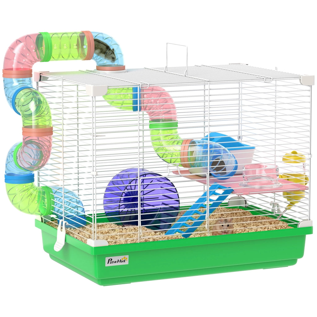 Casetta per Criceti con Tunnel e Accessori ¨C Zephmum ¨C Verde 46x30x37 cm