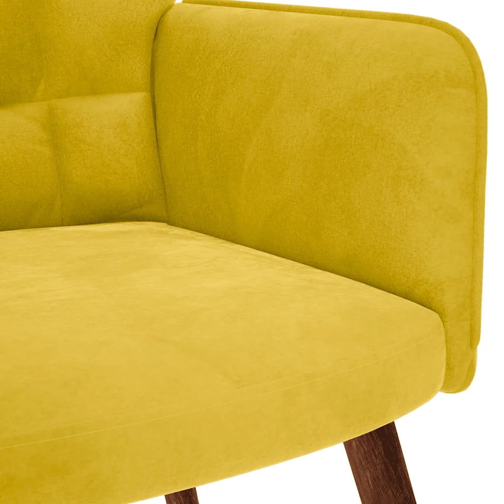 Divano Sedia-Poltrona Relax con Sgabello in Velluto Giallo
