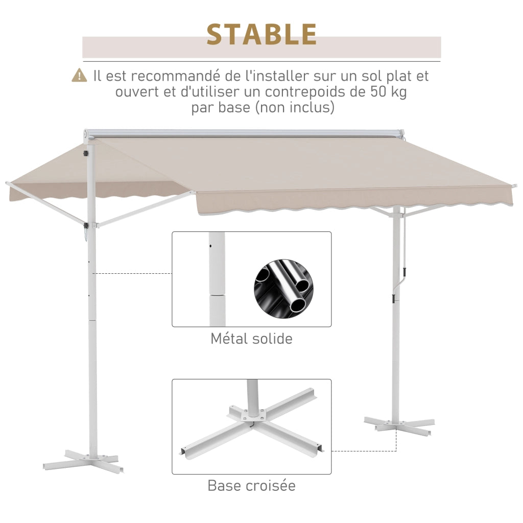 Letto a soppalco con struttura in acciaio ¨C zephmum ¨C bianco beige 300x300x200 cm