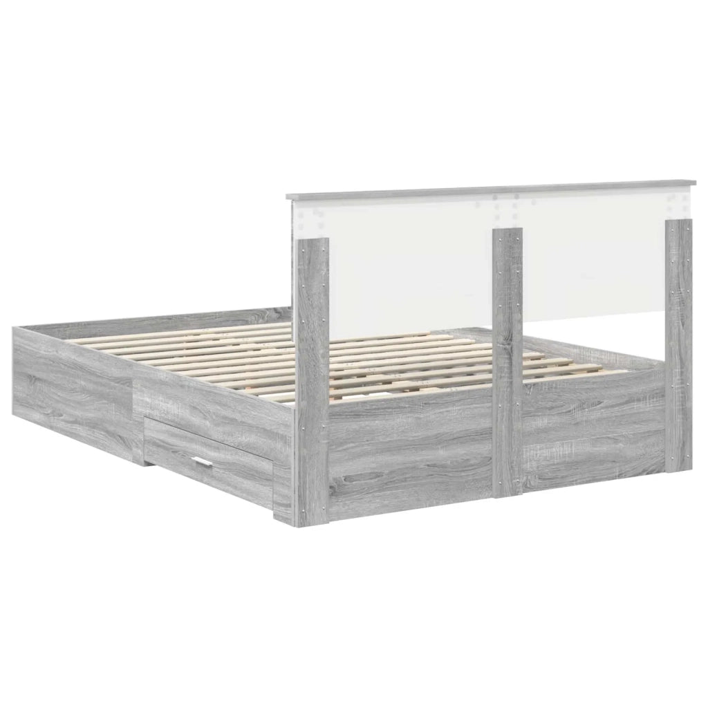 Struttura del letto con testiera Grigio Sonoma 140 x 190 cm