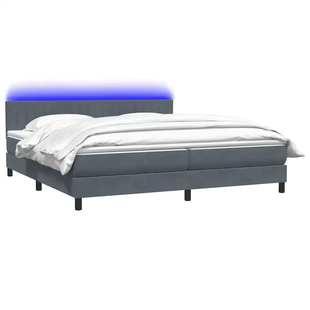 Giroletto a Molle con Materasso Grigio Scuro 180x220 cm Velluto