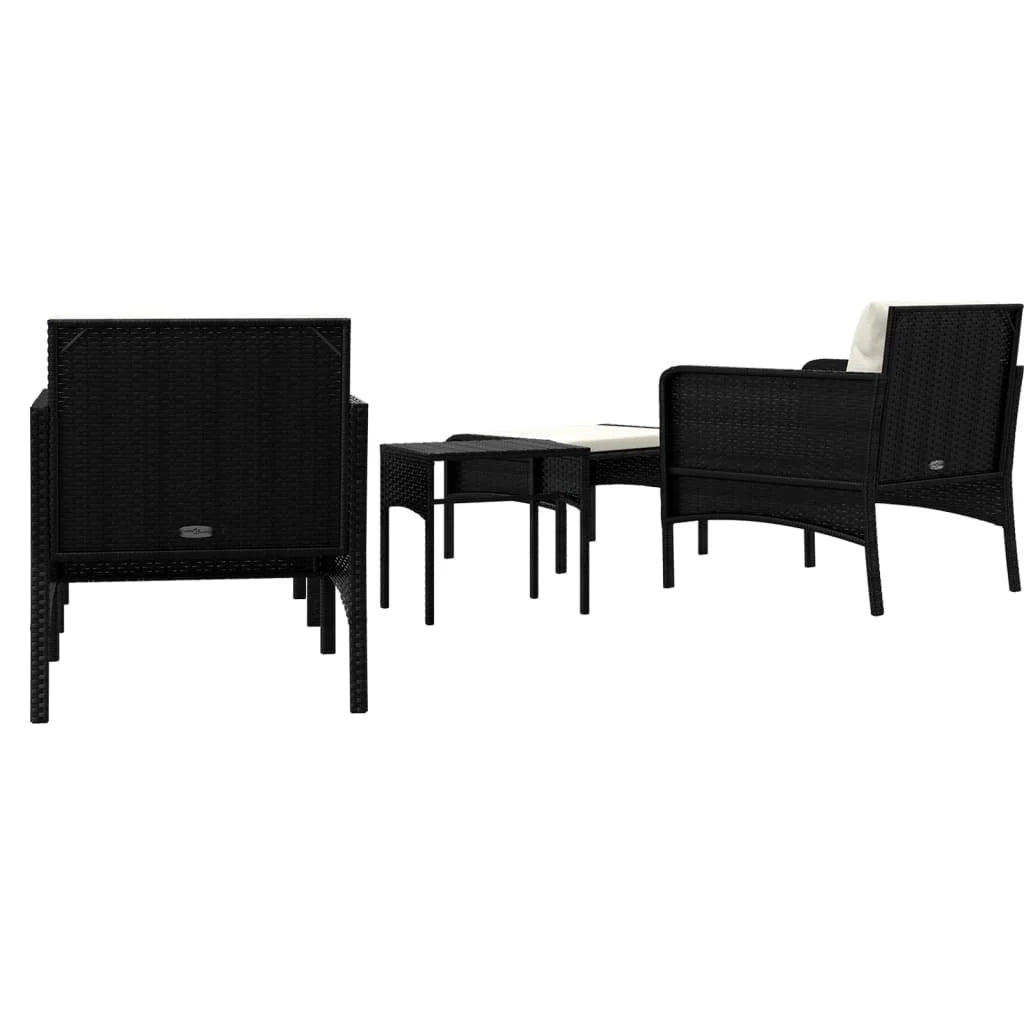 Set di mobili da giardino mobili da esterno 5 pezzi con cuscini resina intrecciata nera 02_0016422
