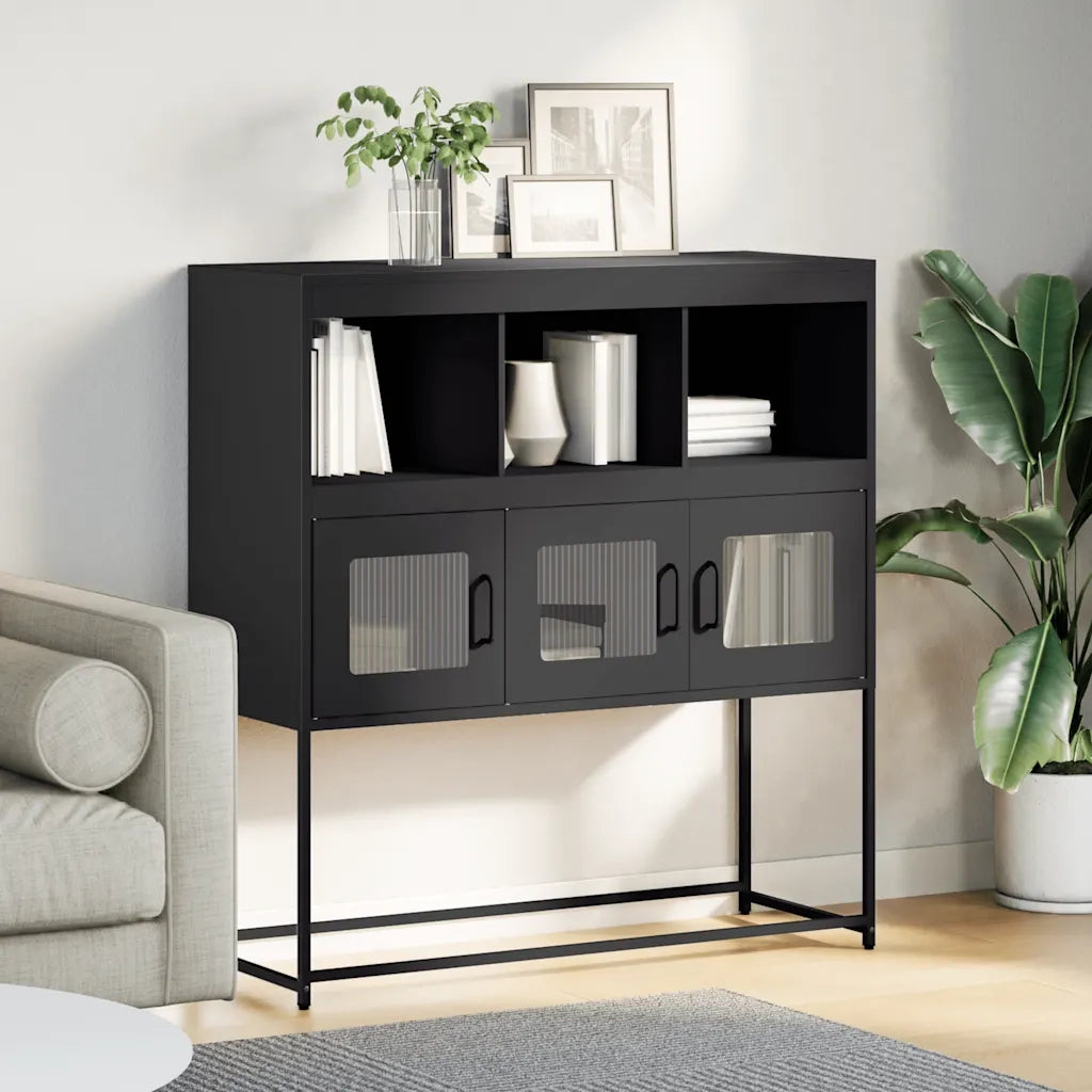 Credenza-Buffet-Armadio da cucina Nera 100,5x39x107 cm in Acciaio Laminato a Freddo 720873