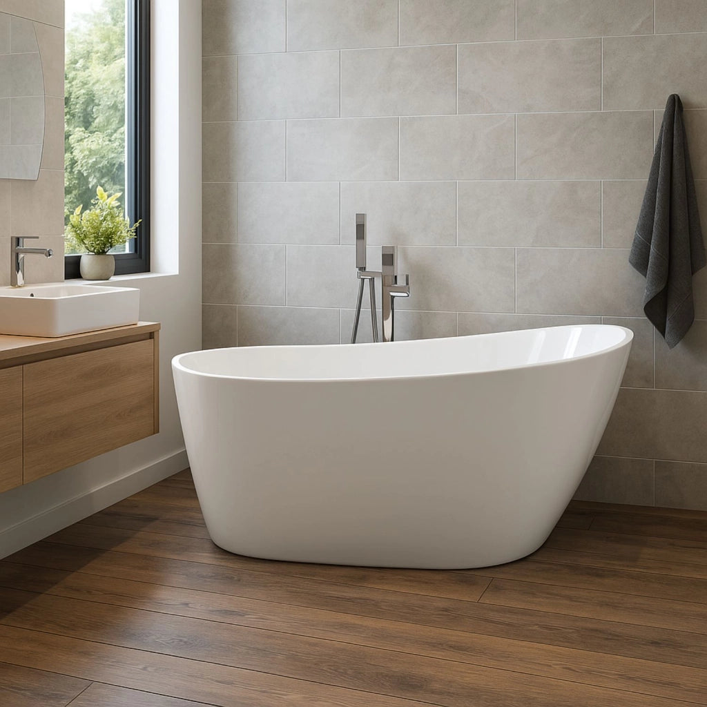 Vasca da bagno freestanding ovale acrilico bianco lucido 3 misure h 72 cm *** misure l160xh72xp80, confezione 1