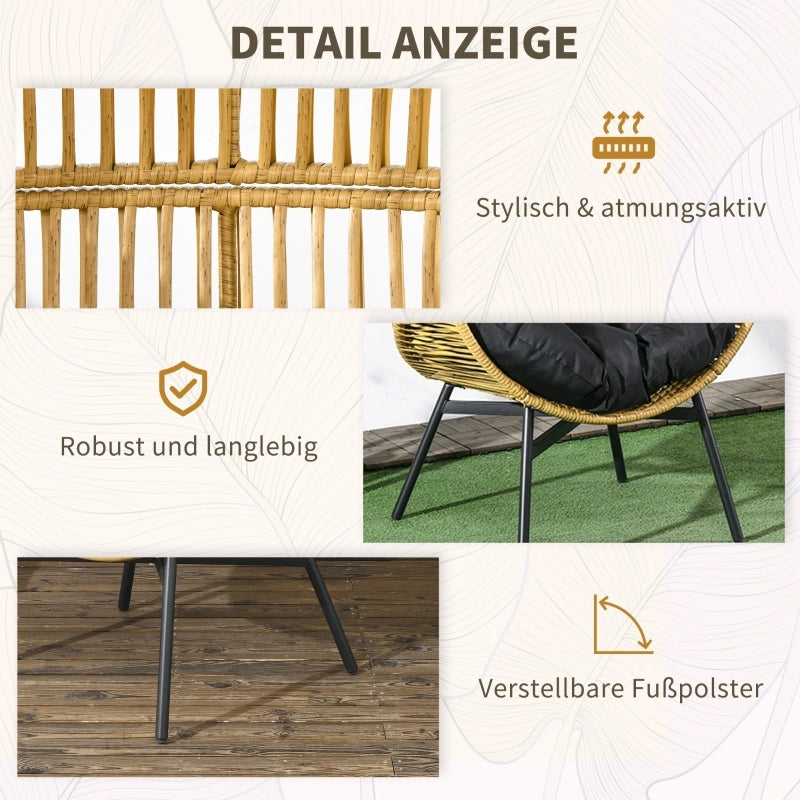 Poltrona in rattan poltrona da giardino realizzata in rattan PE per giardino e terrazzo sabbia