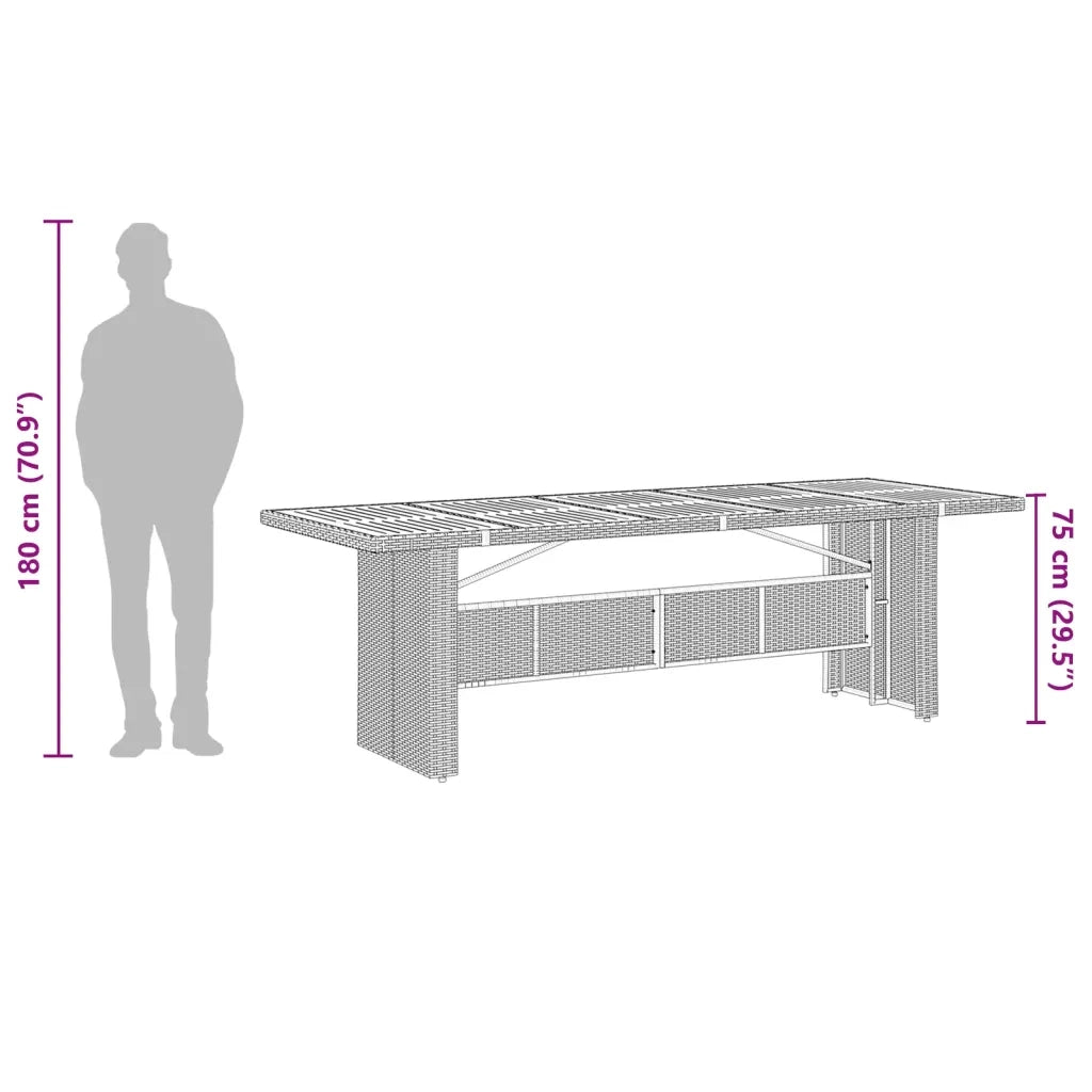 Set da Pranzo da Giardino 9 pz con Cuscini in Polyrattan Grigio
