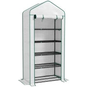 Serra da Giardino con 5 Ripiani e Porta Arrotolabile, Telo in PE Rinforzato Resistente, 90L x 49l x 193A cm, Bianco
