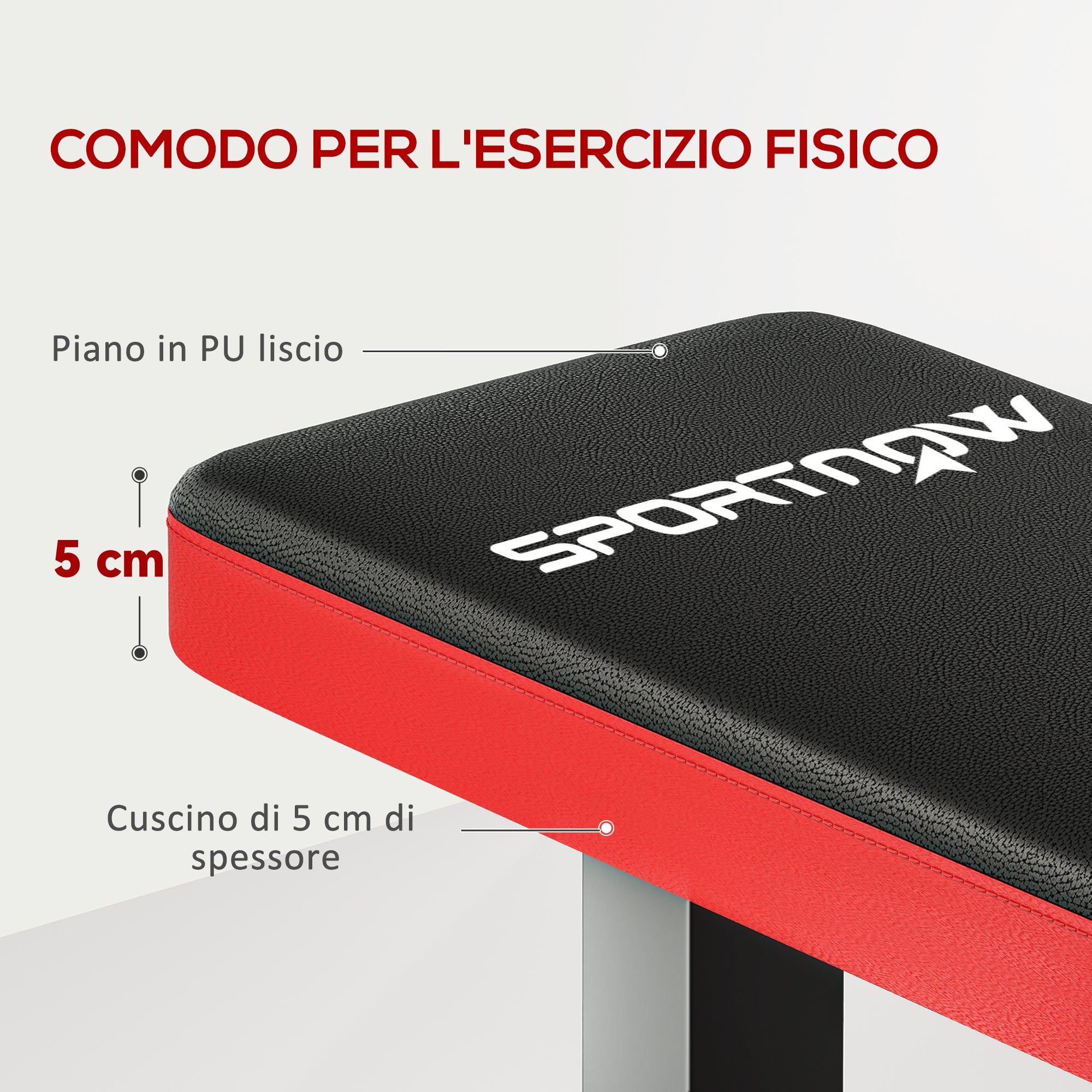 Panca Piana per Pesi e Addominali Capacità 300kg 106x26x48 cm Nero