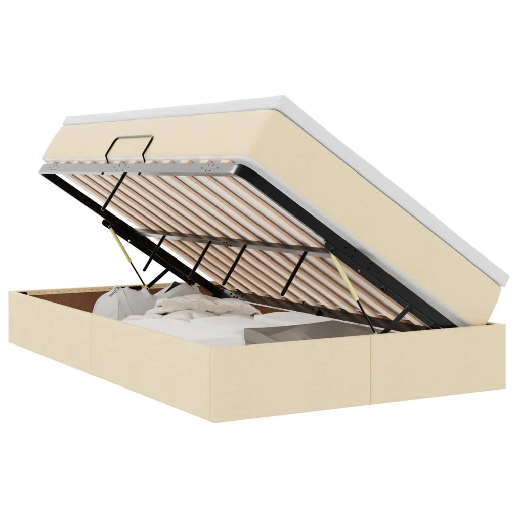 Letto con contenitore e materasso Crema 120 x 190 cm Poliestere 3370216