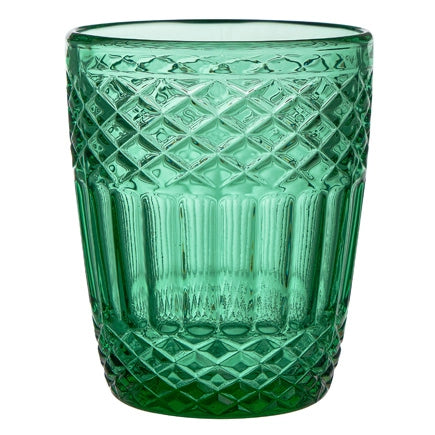Set 6 bicchieri acqua 300 ml Agadir vetro sfaccettato verde