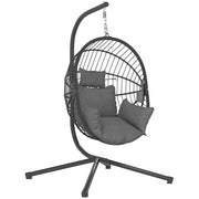 Poltrona a Uovo Sospesa con Cuscino e Cesto ¨C zephmum ¨C Grigio 120x106x188 cm