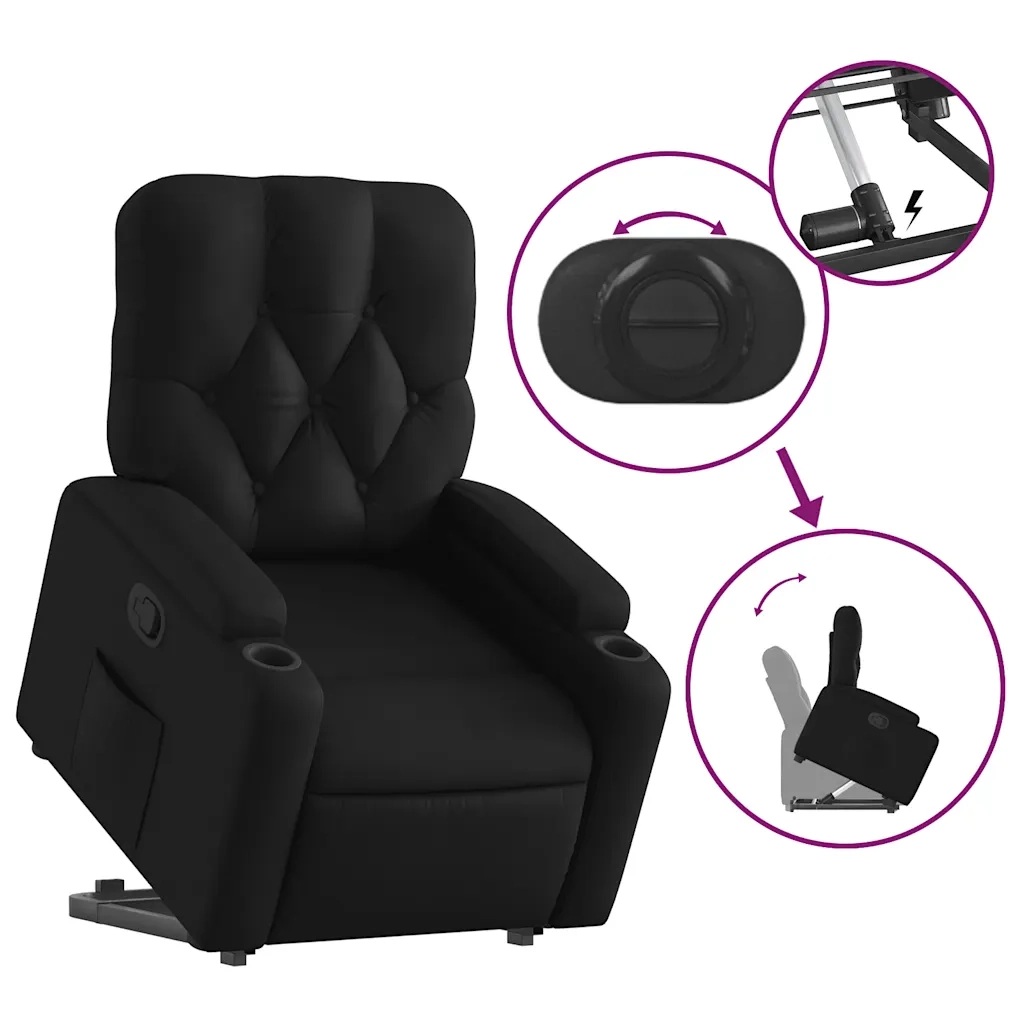 Poltrona Alzapersona Reclinabile Nera in Similpelle 3204772